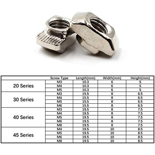 SeeRaphee M6 Thread T-Nut for 30 Series European Aluminium Profile Hammer Head Drop in T Slot Nuts Nickel Plated Carbon Steel 50PCS - Image 3