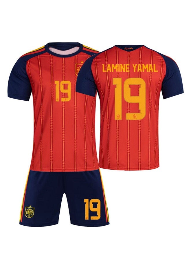 Spain 2026 World Cup #19 LAMINE YAMAL football jersey shorts Set children's Size and adult Size Gifts for fans and friends - Image 1