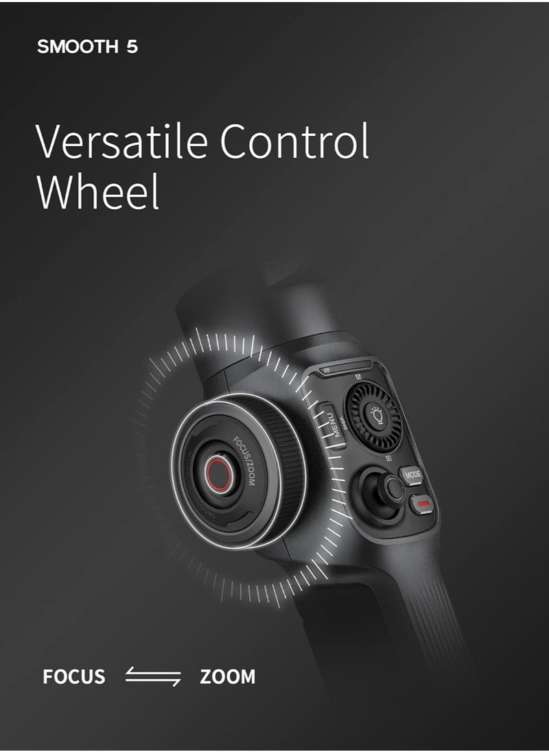 Zhiyun Smooth 5 3-Axis Handheld Gimbal Stabilizer for Smartphone Cell Phone Focus Pull & Zoom Capability for iPhone 13 12 11 X 8 7 6 Plus Samsung Galaxy S21 Note 20 Google Pixel 6  - Image 5