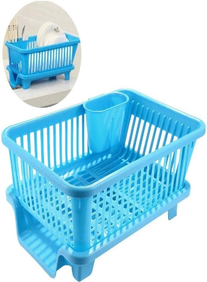 AUREUS 3 in 1 Large Durable Plastic Kitchen Sink Dish Rack Drainer Drying Rack Washing Basket with Tray for Kitchen, Dish Rack Organizers, Utensils Tools Cutlery(Multi) - Image 3