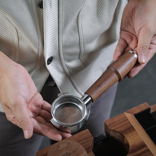 KNODOS 54mm Bottomless Portafilter V2 with Upgraded American Walnut Handle Compatible with Breville Barista Express Pro Touch Bambino Plus Infuser Duo Temp Pro Includes 1821g Filter Basket - Image 3