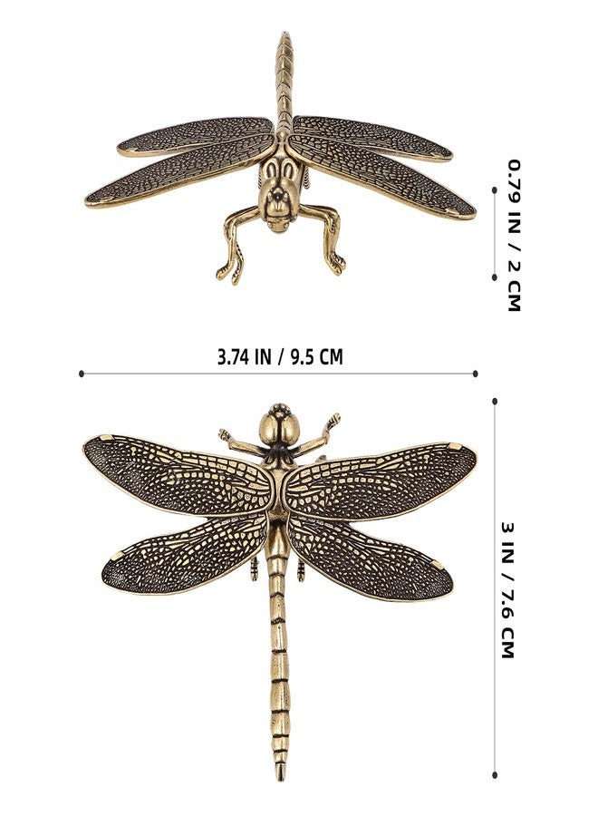 BESTOYARD Copper Dragonfly Ornaments Antique-Style Figurine for Home Decor Office Desk and Tea Pet with Traditional Cultural Design - Image 2