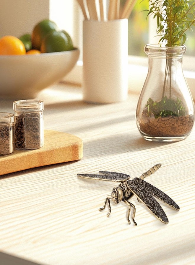 BESTOYARD Copper Dragonfly Ornaments Antique-Style Figurine for Home Decor Office Desk and Tea Pet with Traditional Cultural Design - Image 5