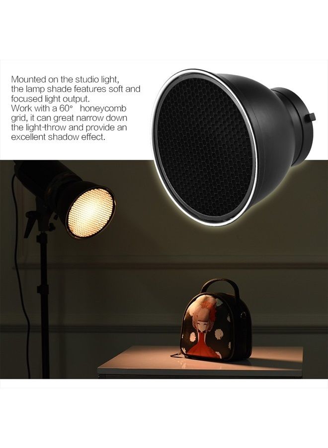 ANDOER 7" Standard Reflector Diffuser Lamp Shade Dish with 60° Honeycomb Grid for Bowens Mount Studio Strobe Flash Light Speedlite (Without Soft Cloth)  - Image 2