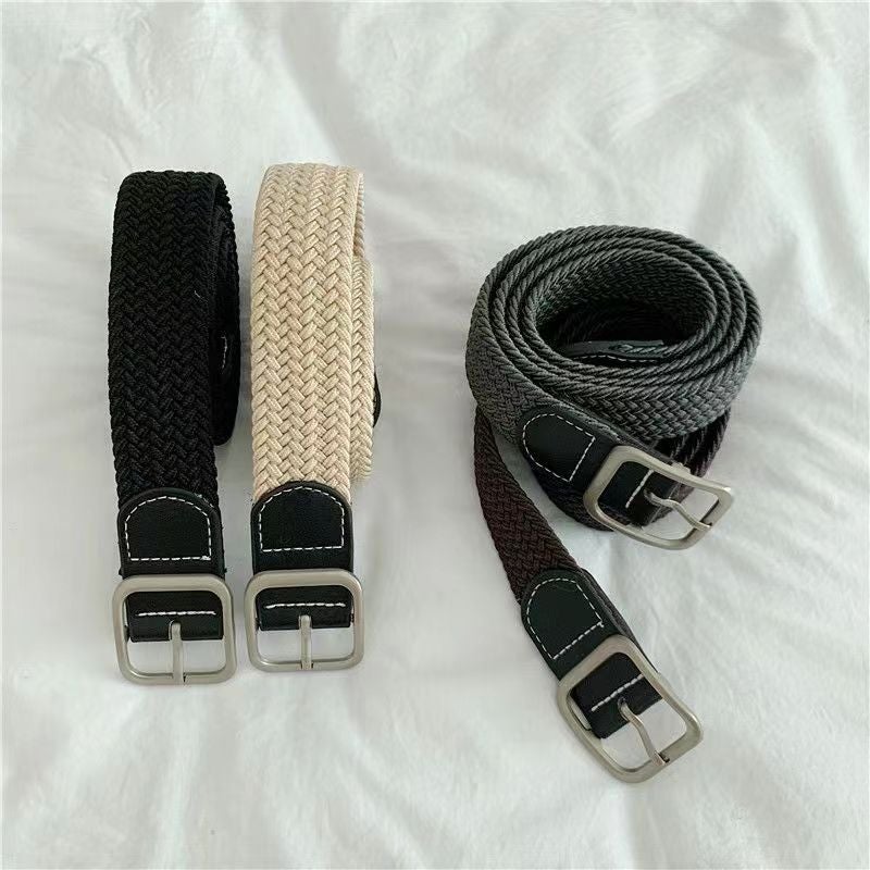 Vintage Canvas Belt for Men, Braided Elastic Waistband - Image 2