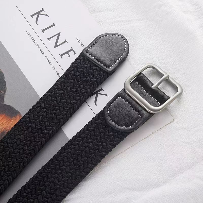 Vintage Canvas Belt for Men, Braided Elastic Waistband - Image 4