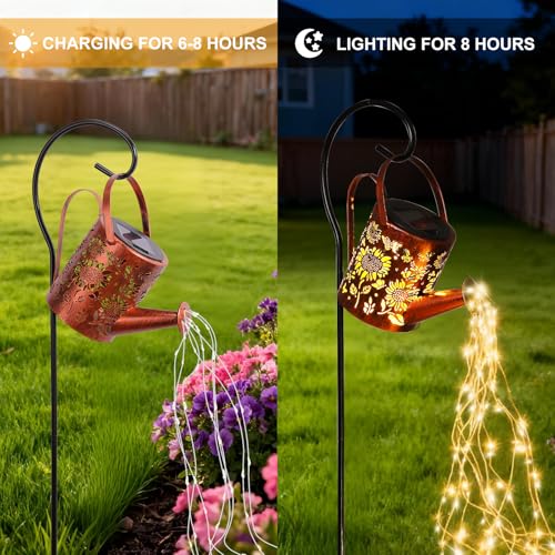 ZKLiLi Sunflowers Solar Lights Outdoor Garden Sunflower Gifts, Gardening Gifts, Solar Watering Can Lantern for Garden, Patio, Yard, Pathway Lantern Plant Decoration - Image 3