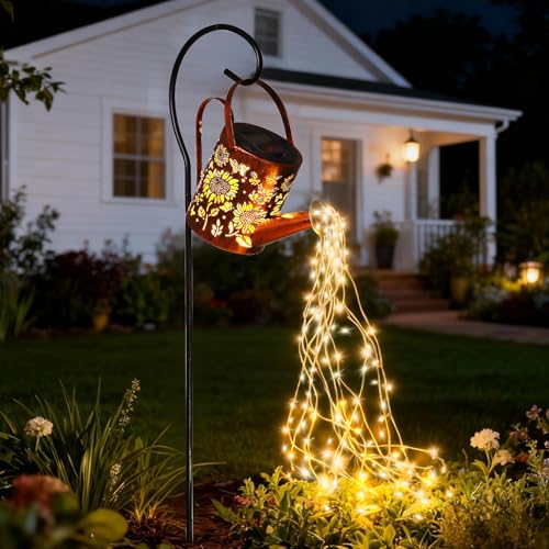 ZKLiLi Sunflowers Solar Lights Outdoor Garden Sunflower Gifts, Gardening Gifts, Solar Watering Can Lantern for Garden, Patio, Yard, Pathway Lantern Plant Decoration - Image 1
