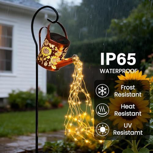 ZKLiLi Sunflowers Solar Lights Outdoor Garden Sunflower Gifts, Gardening Gifts, Solar Watering Can Lantern for Garden, Patio, Yard, Pathway Lantern Plant Decoration - Image 5
