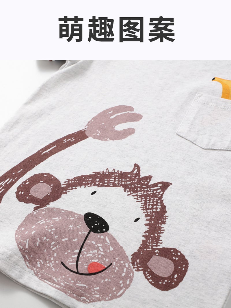Kidsren'S T-Shirt Fashionable Cool Cartoon Print Two-Piece Set I Boys Short-Sleeved T-Shirt Suit Trendyy Kidsren'S Clothing - Image 4