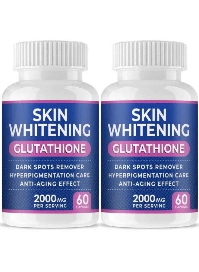 SKIN Skin Whitening Glutathione Capsules – Dark Spot Repair & Pigmentation Care, Brightening & Whitening, 2000mg, 60 Capsules × 2-Pack (New Packaging)  - Image 1