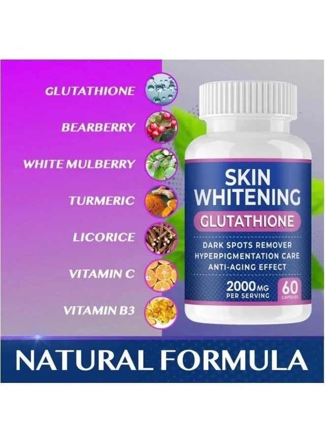 SKIN Skin Whitening Glutathione Capsules – Dark Spot Repair & Pigmentation Care, Brightening & Whitening, 2000mg, 60 Capsules × 2-Pack (New Packaging)  - Image 5
