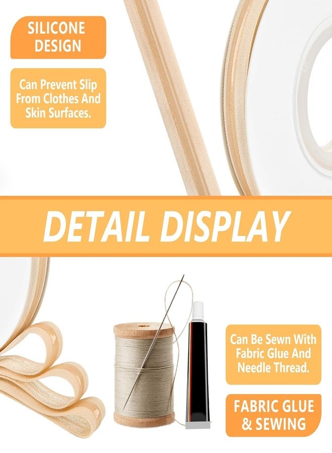 Aakriti Silicone Gel Elastic Tape 10mm Wide | Non-Slip Stretchy Gripper Elastic Cord for Sewing, Tailoring, DIY Handcrafts, Underwear, Bra, Lingerie, Garments, Bags, Belts, Shoes, Fashion Accessories | Strong Durable Elastic Band Roll, 10 Metres (Skin) - Image 3