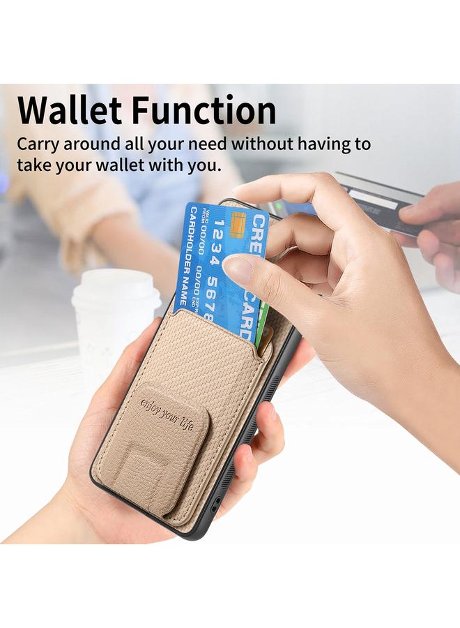 S-TOP Case For Samsung Galaxy S24 Ultra 5G Carbon Fiber Card Bag Fold Stand Phone Case - Image 5