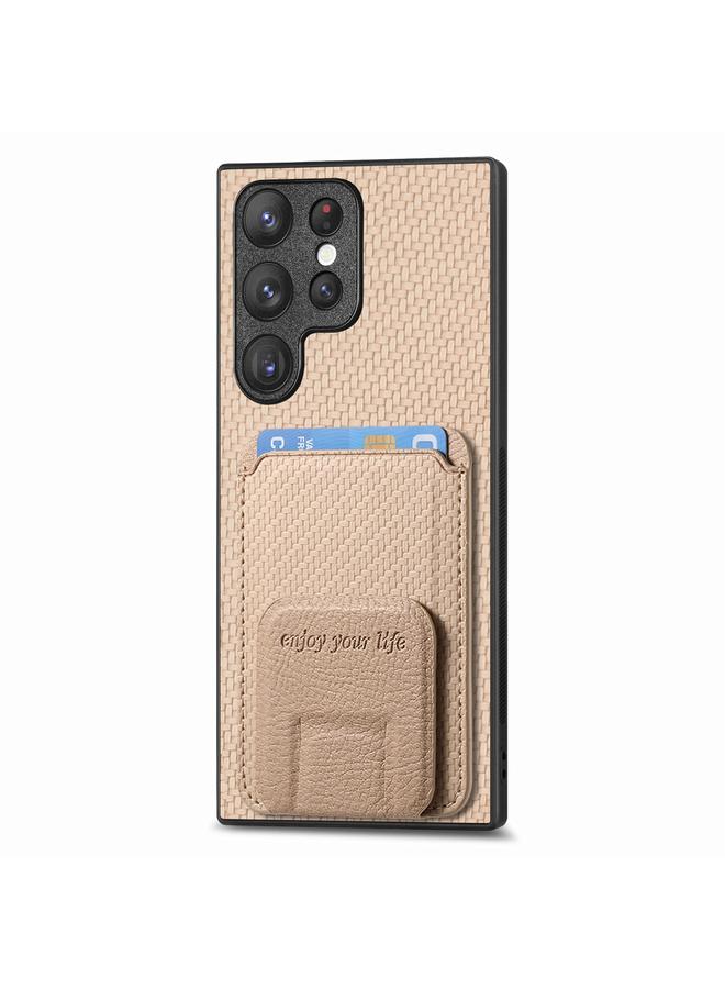 S-TOP Case For Samsung Galaxy S24 Ultra 5G Carbon Fiber Card Bag Fold Stand Phone Case - Image 3