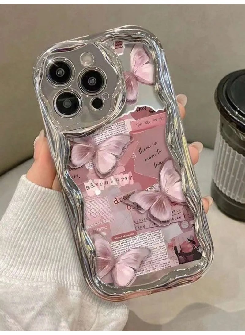 Shein New Cream Wave iPhone Case with Butterfly Edge and Electroplating, Compatible with iPhone 14 Pro Max  - Image 1