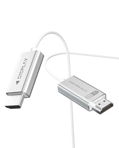 YSerendept HDMI 2.1 Cable 50ft White 4K 8K Fiber Optic HDMI Cable[8K@60Hz 4K@120Hz,48Gbps,Dynamic HDR,HDCP 2.2&2.3, 3D] Compatible with 4090,RX 7900 XTX,Monitor,PS5,Soundbar - Image 1