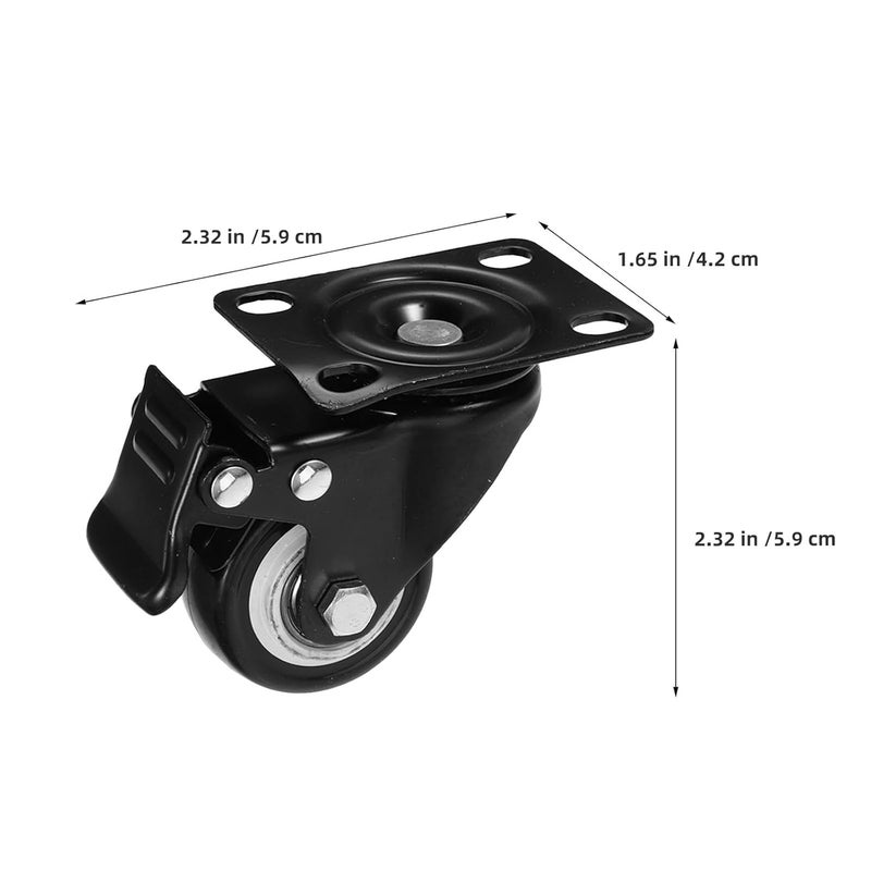 Heavy Duty 4pcs Swivel Caster Wheels with Brake Locking Roller Plate for Furniture Industrial Cabinet Sofa Chair Table Black - Image 5