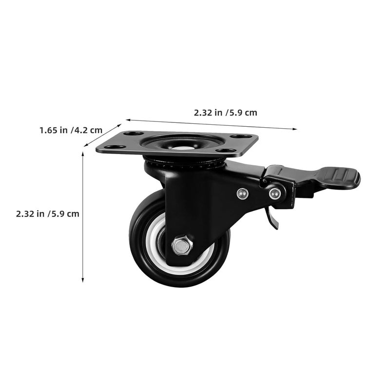 Heavy Duty 4pcs Swivel Caster Wheels with Brake Locking Roller Plate for Furniture Industrial Cabinet Sofa Chair Table Black - Image 3