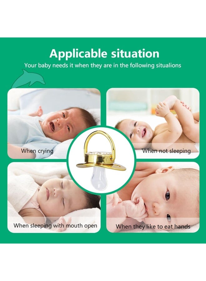 GLOGLOW Golden Letter Pacifier, Rhinestone Exquisite Silicone Baby Pacifier Safe with Chain Clip for Home Travel for Daily Life J - Image 5