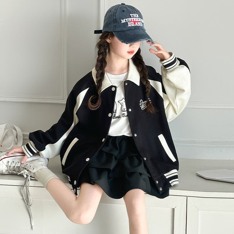 Girls' Coat Spring Children'S Baseball Suit Children'S Clothing Girls' Clothes Girls' Western Style Top - Image 5