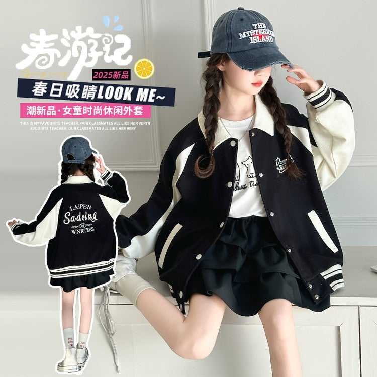 Girls' Coat Spring Children'S Baseball Suit Children'S Clothing Girls' Clothes Girls' Western Style Top - Image 3