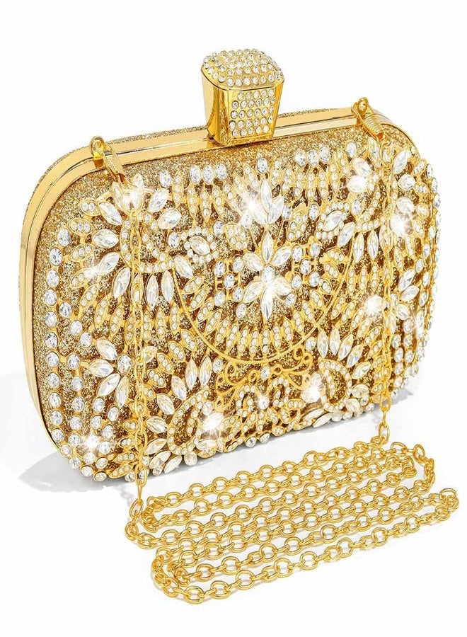 Yokawe Rhinestone Clutch Purse for Women,Glitter Crystal Evening Bag, Sparkling Handbag for Prom, Party, Wedding, Compact 7.15" x 4.5" Design with Chain Strap(Gold) - Image 1