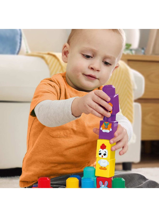 MEGA First Builders Toddler Block Toys Set, Build & Match Animal Tractor with 30 Pieces, Learn Animals and Colors, Red and Blue, Ages 1+ Years - Image 4