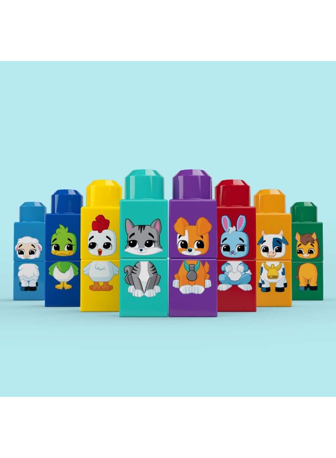 MEGA First Builders Toddler Block Toys Set, Build & Match Animal Tractor with 30 Pieces, Learn Animals and Colors, Red and Blue, Ages 1+ Years - Image 3