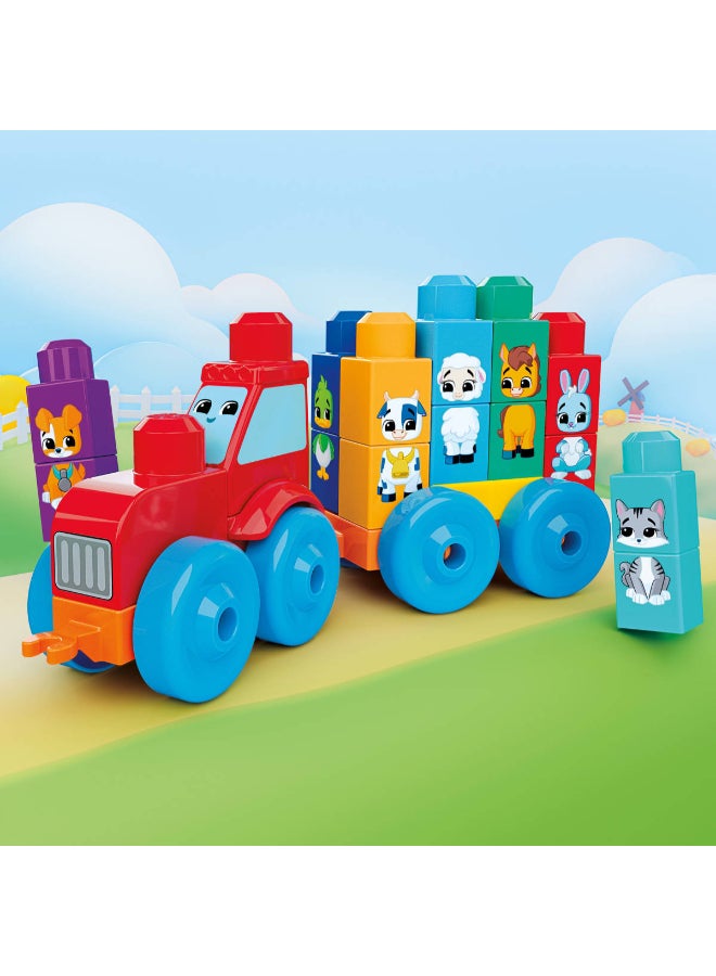 MEGA First Builders Toddler Block Toys Set, Build & Match Animal Tractor with 30 Pieces, Learn Animals and Colors, Red and Blue, Ages 1+ Years - Image 5
