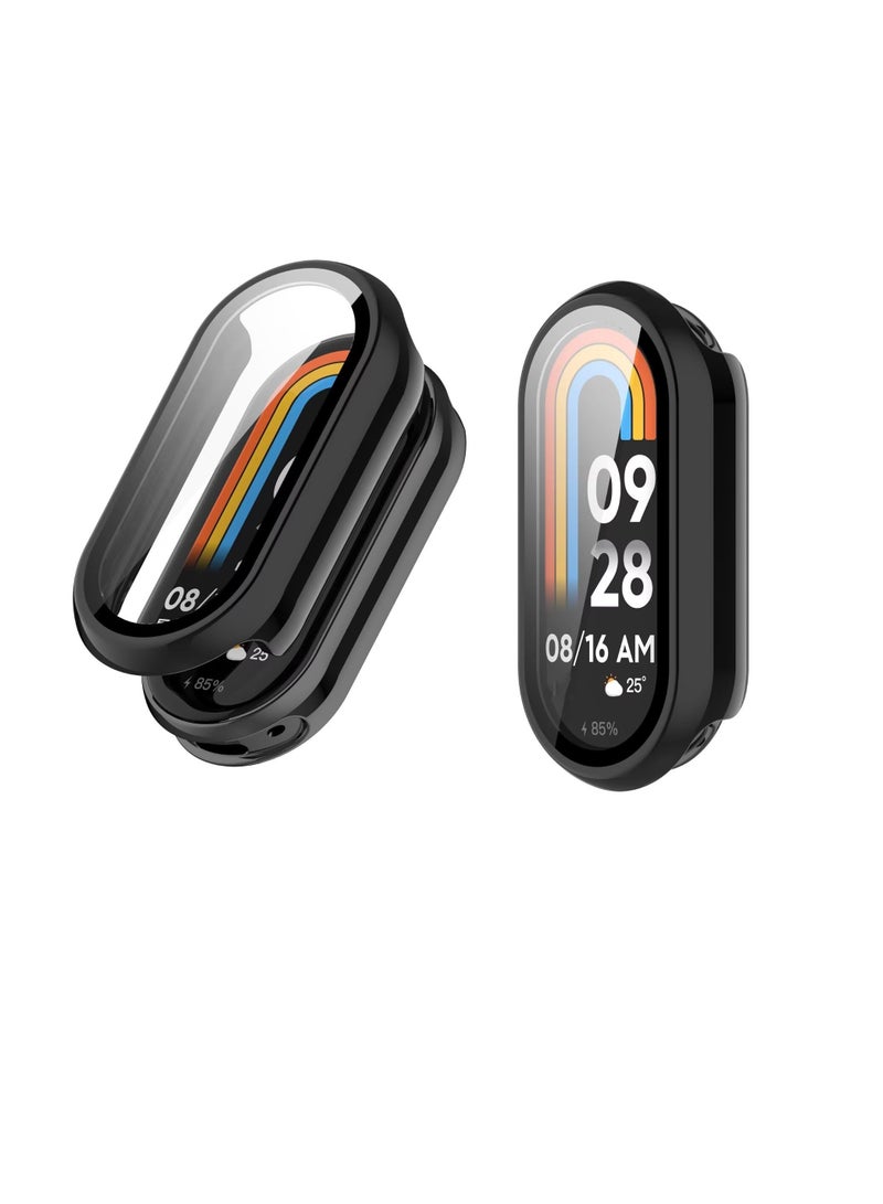 Case Compatible with Xiaomi Smart Band 9/ Band 9 NFC PC + Tempered Glass to Protect the Screen Anti/fall All/Inclusive Watch (Black)  - Image 5