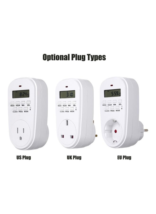 NIBEMINENT Digital Timer Switch Socket with LCD Display White - Image 2