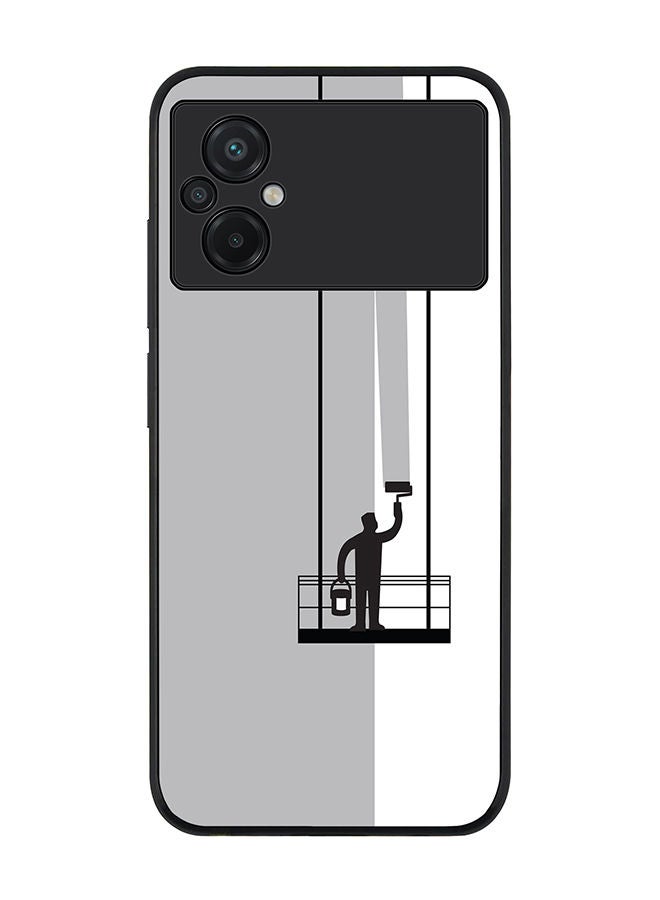 Stylizedd Rugged Black edge case for Xiaomi Poco M5 Slim fit Soft Case Flexible Rubber Edges Anti Drop TPU Gel Thin Cover - Paint Hanger (Grey) - Image 1