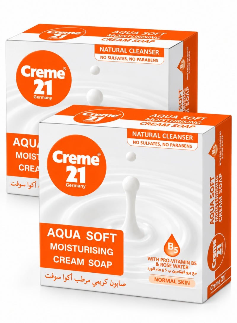 كريم 21 قطعتين من صابون كريم مرطب أكوا سوفت 125X2 جرام - Image 1