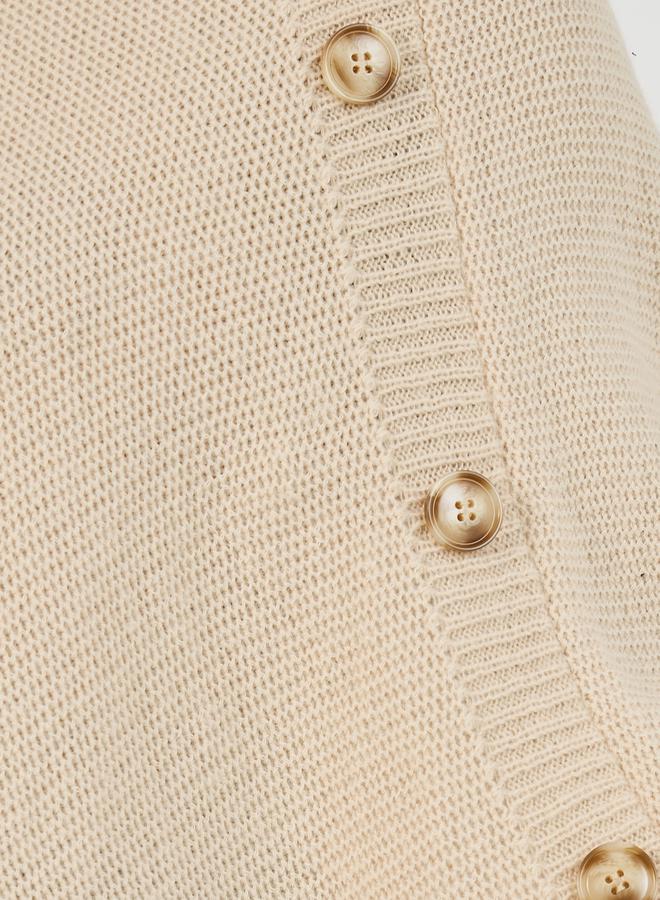 Styli Oversized Longline Asymmetrical Sweater Cape with Buttons  - Image 3