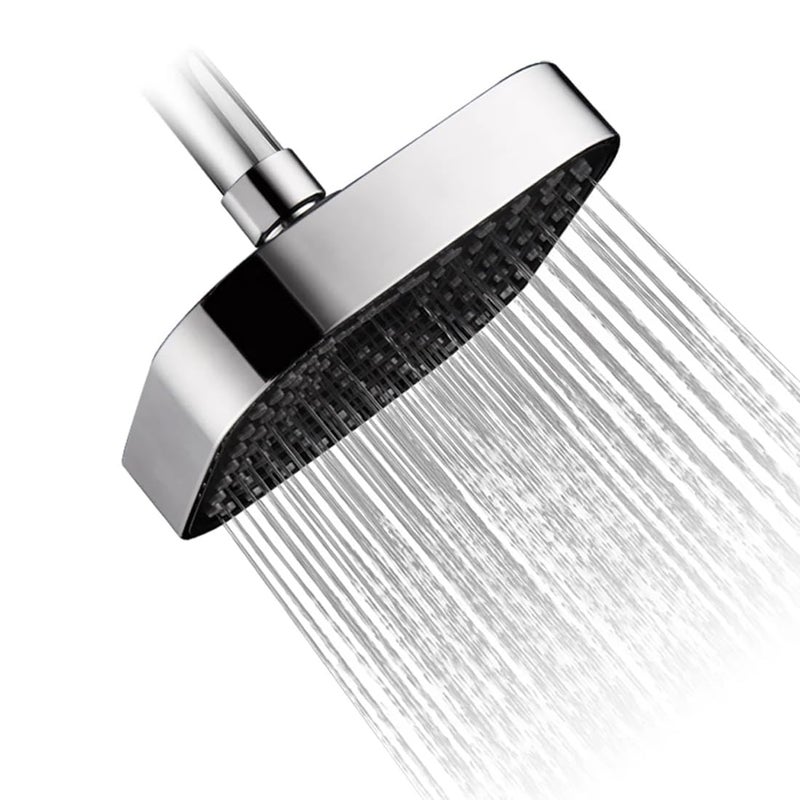 CECEFIN ABS 4-Inch Overhead Shower Head for Bathroom | High Pressure Single Flow Design | Stylish Black & White Fixture Without Arm (Shower Head, 4 Inch) - Image 1