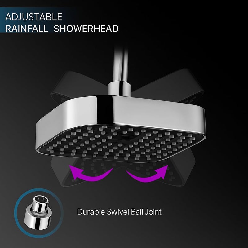 CECEFIN ABS 4-Inch Overhead Shower Head for Bathroom | High Pressure Single Flow Design | Stylish Black & White Fixture Without Arm (Shower Head, 4 Inch) - Image 4