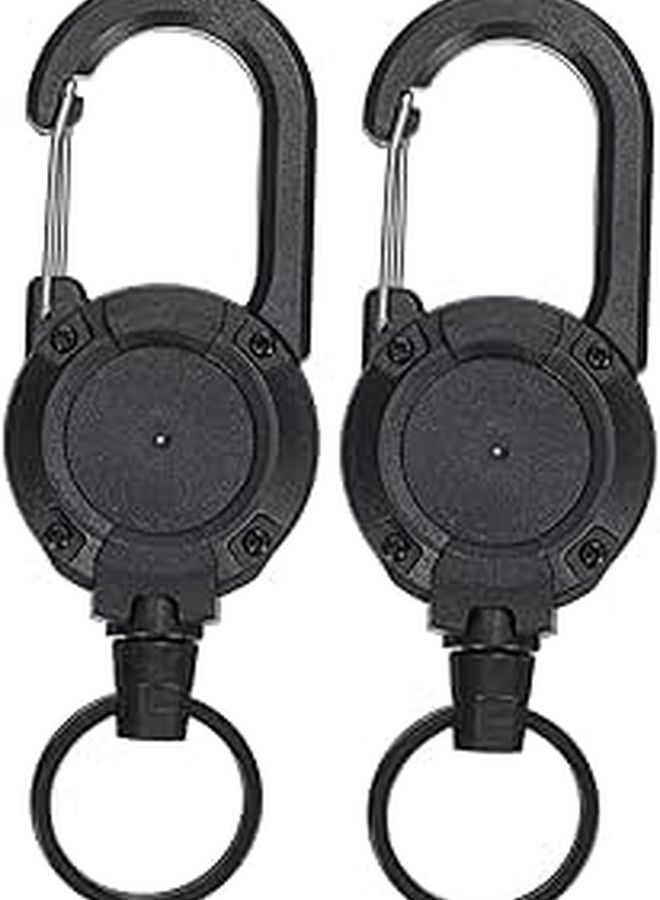 Heavy Duty Outdoor Retractable Keychain Clip 2 Pack Black Plastic Buckle for Backpack Gear Management - Image 1