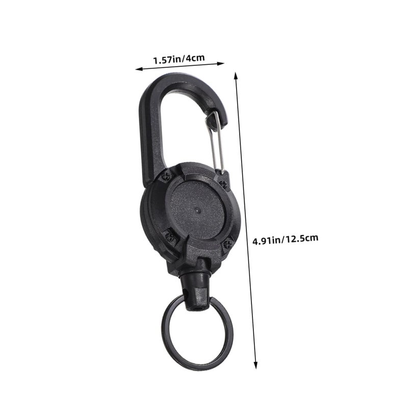 Heavy Duty Outdoor Retractable Keychain Clip 2 Pack Black Plastic Buckle for Backpack Gear Management - Image 3
