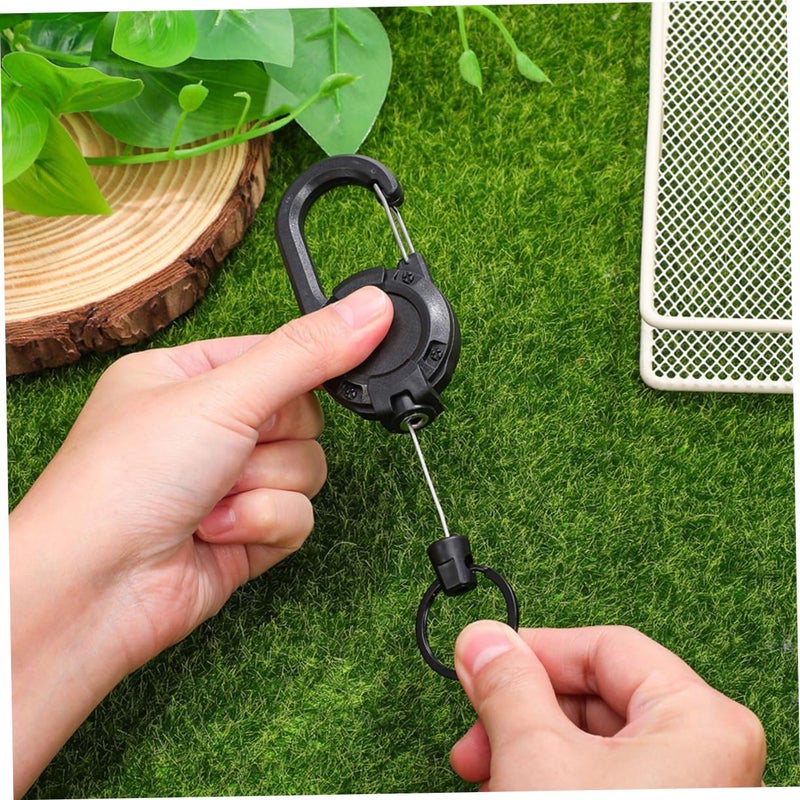 Heavy Duty Outdoor Retractable Keychain Clip 2 Pack Black Plastic Buckle for Backpack Gear Management - Image 5