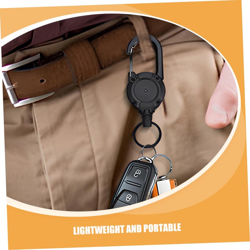 Heavy Duty Outdoor Retractable Keychain Clip 2 Pack Black Plastic Buckle for Backpack Gear Management - Image 4