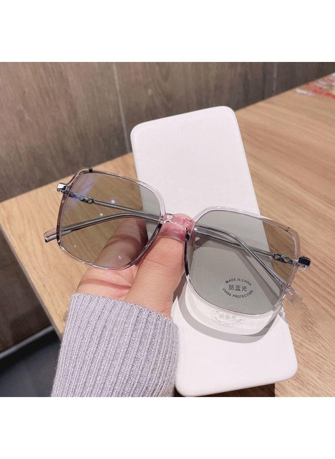 NIBEMINENT Color-changing Glasses High-looking Myopia With Degrees Anti-blue Light Optical Retro Large Frame Slimming Internet Celebrity Plain 