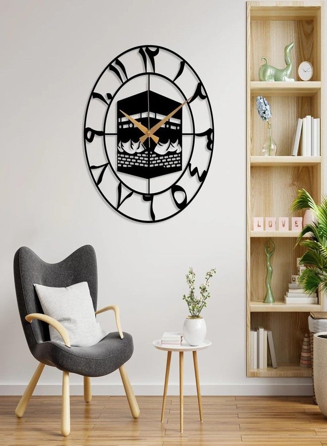 Arabs Kaaba Design Metal Analog Islamic Wall Clock (50 CM) | Elegant & Durable Metal Frame | Silent & Accurate Movement | Premium Home, Office & Mosque Décor for Islamic Occasions, Black - Image 3