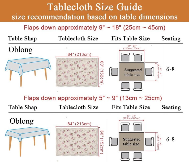 YEESSION Floral Print Polyester Rectangle Tablecloth 60 x 84 Inch Stain Resistant and Waterproof Wine Tablecloth for Kitchen Dining Indoor Outdoor Buffet Tabletop Decoration (Beige) - Image 3
