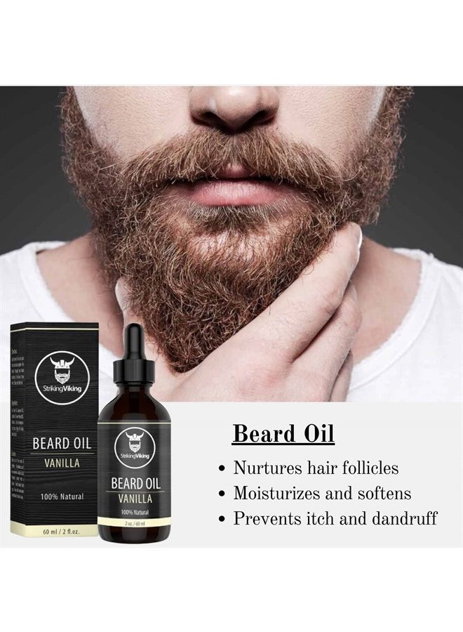 Striking Viking Vanilla Beard Oil (Large 2 oz.) - 100% Natural Beard Conditioner with Organic Argan & Jojoba Beard Oils with Vanilla Scent - Softens, Moisturizers, & Strengthens Beard Growth - Image 2