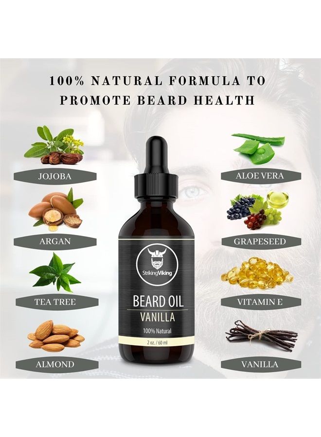 Striking Viking Vanilla Beard Oil (Large 2 oz.) - 100% Natural Beard Conditioner with Organic Argan & Jojoba Beard Oils with Vanilla Scent - Softens, Moisturizers, & Strengthens Beard Growth - Image 3