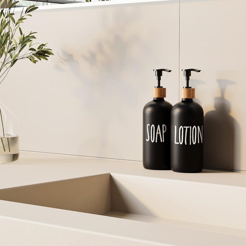 Aeakey Glass Lotion Dispenser,Refillable Matte Black Hand Lotion Dispenser Suitable for Bedroom,Body or Hand Lotion Bottle Rustic Bedroom Decor - Image 3