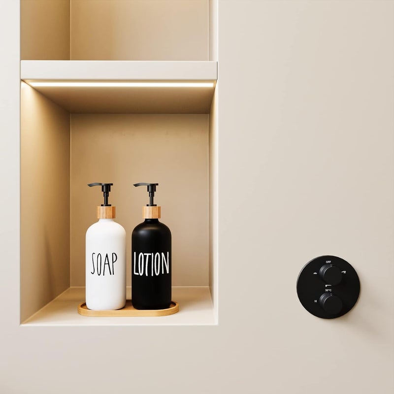 Aeakey Glass Lotion Dispenser,Refillable Matte Black Hand Lotion Dispenser Suitable for Bedroom,Body or Hand Lotion Bottle Rustic Bedroom Decor - Image 2