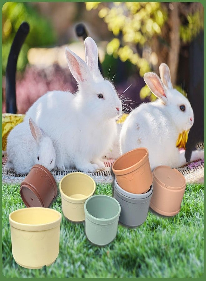 Qoaimu 8 Pcs Bunny Toys Stacking Cups for Rabbits and Small Animals, Colorful Reusable Nesting Cups of Different Sizes, Safe Plastic Stackable Foraging Toys for Hiding Food and Play - Image 3