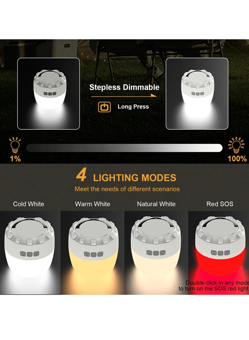 فانوس تخييم LED قابل للشحن 5200mAh مع 4 أوضاع، زمن تشغيل 150 ساعة، ضوء طارئ مقاوم للماء IPX5 لانقطاع التيار الكهربائي، الأنشطة الخارجية، والصيد. حل إضاءة رائع للخيمة! - Image 2